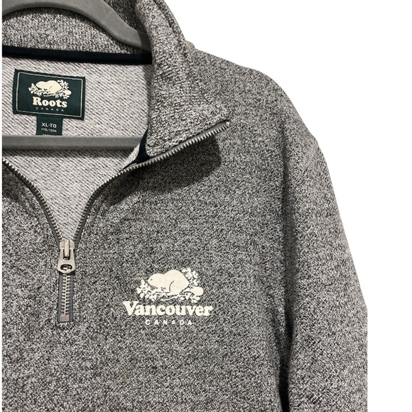 Roots Vancouver Canada Cotton Blend Polo Sweater Heather Gray XL - Picture 3 of 8